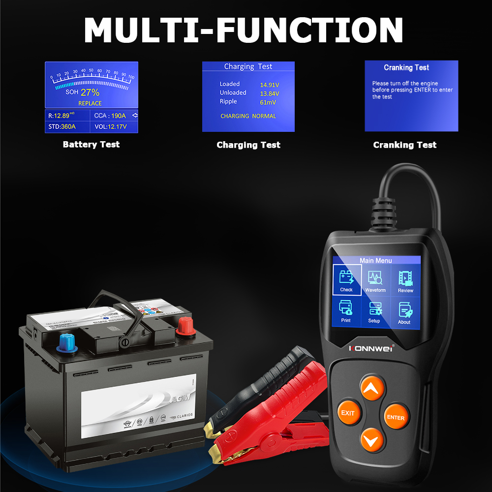 KONNWEI KW600 Professional Car - Battery Load Tester recension och pris